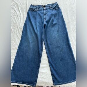 Banana Republic dark wash wide leg jeans.